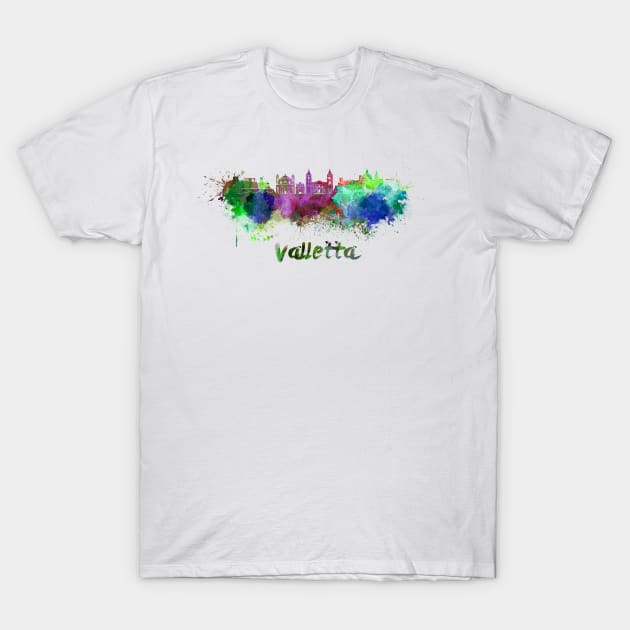 Valletta skyline in watercolor T-Shirt by PaulrommerArt